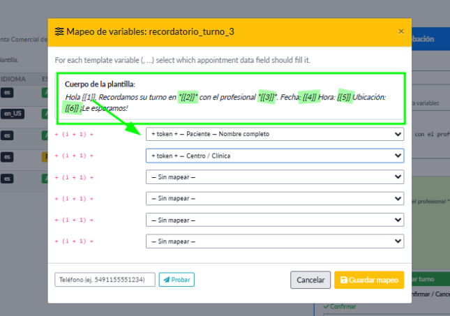 Mapeo de variables