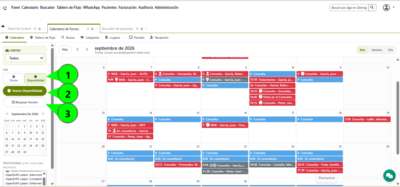 Calendario Disponibiliad
