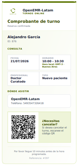 Comprobante de turno