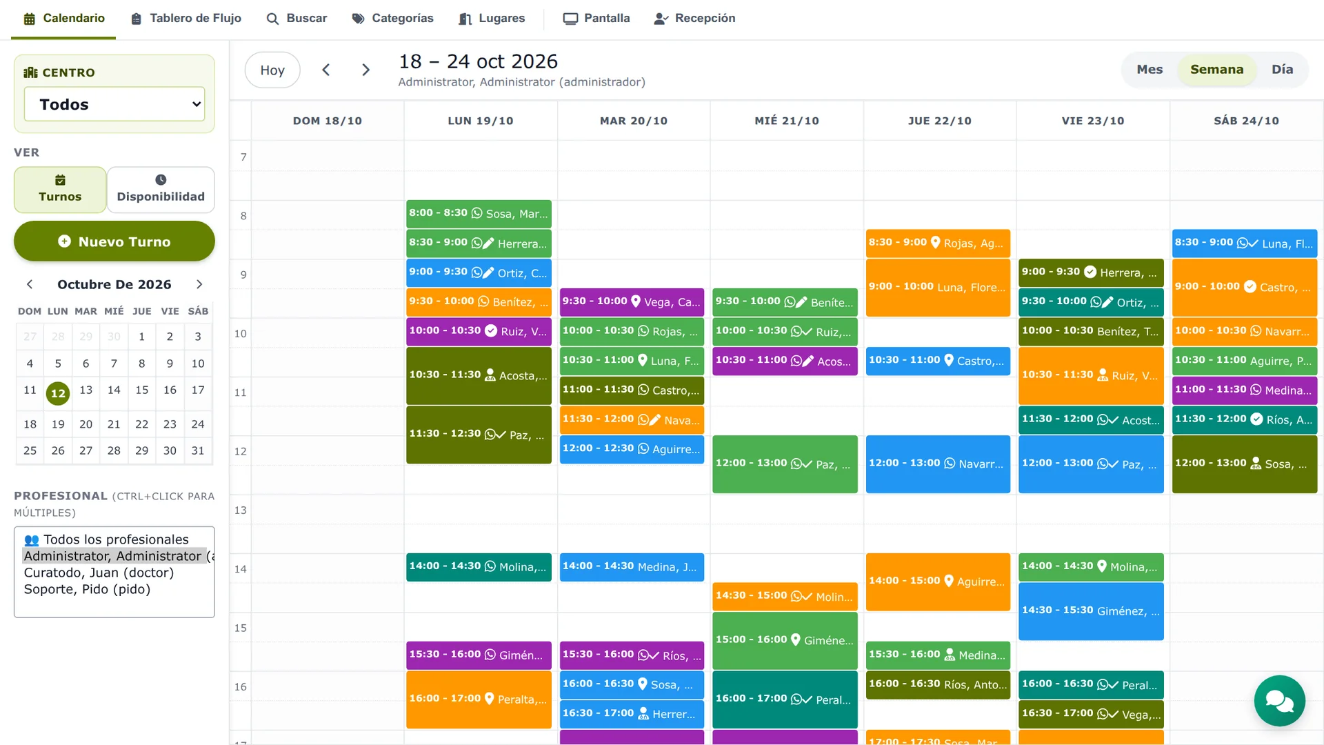 Módulo Agenda y Calendario Multiprofesional