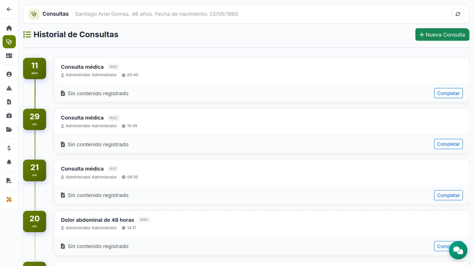 Historial de consultas